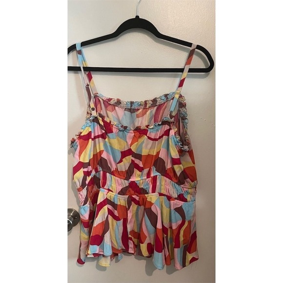 Torrid 3 Women's Multicolor Peplum Gauze Square Neck Cami Top Plus Size‎ 3x - Picture 4 of 9